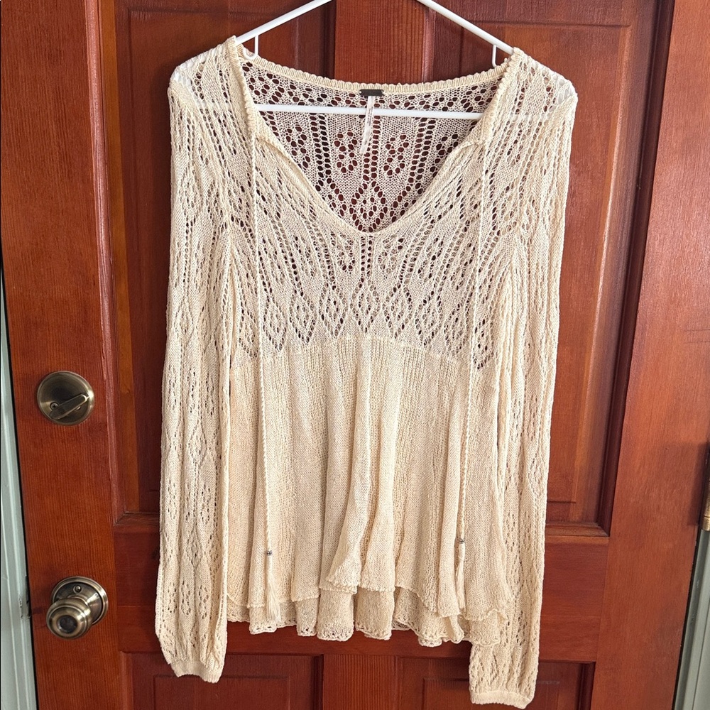 Free People Cream Lace Blouse